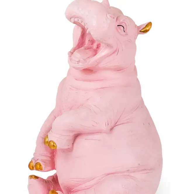 Hovedbilde Pink with Gold Details Laughing Hippo Figure