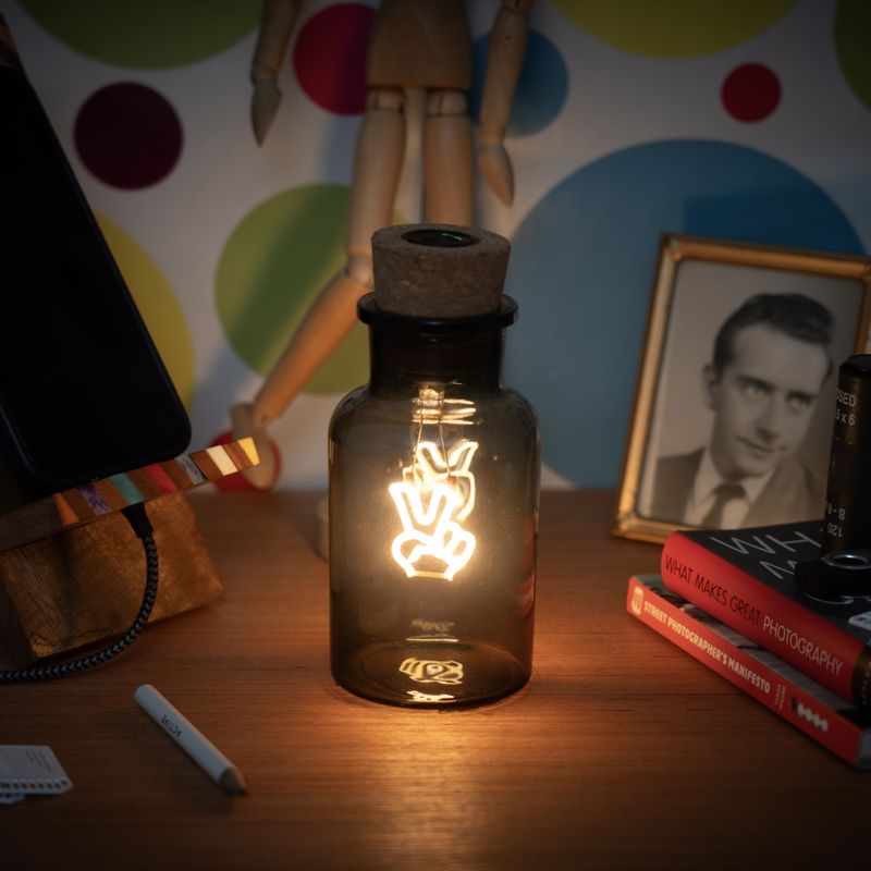 Peace Neon Light in a Glass Bottle