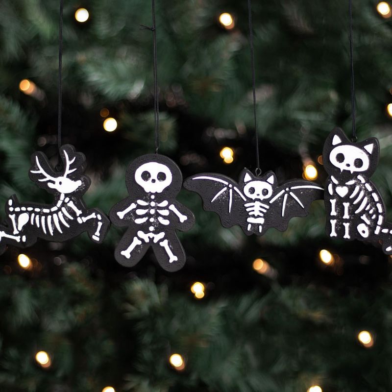 set of 4 skeleton cookie ornament
