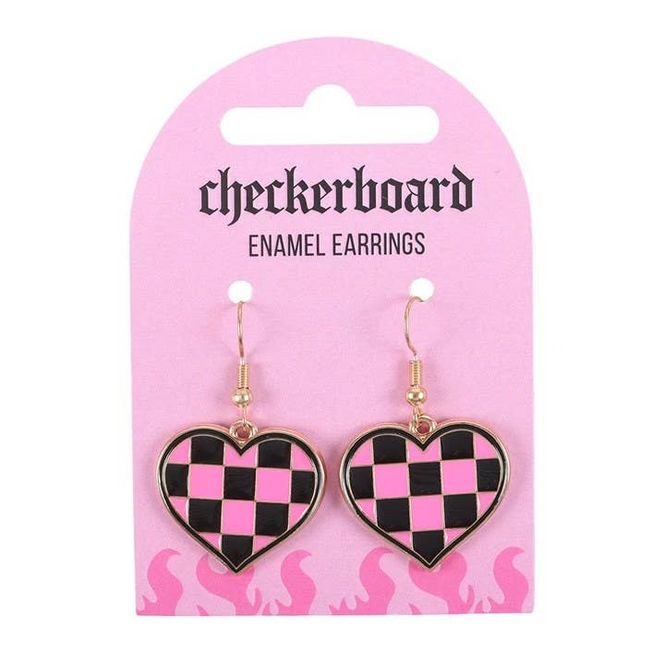 Hovedbilde Checkerboard Heart Y2K øredobber